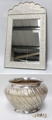 Lot 86 - A Middle Eastern Silvered Mirror, oblong and...