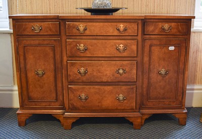 Lot 1338 - A Burr Walnut Breakfront Side Cabinet, 20th...