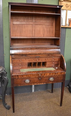 Lot 1354 - A Regency Inlaid Mahogany Cylinder Desk, the...