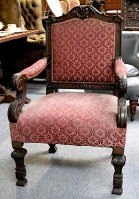 Lot 1147 - A Victorian Carved Oak Part Upholstered...