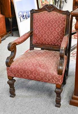 Lot 1292 - A Victorian Carved Oak Part Upholstered...