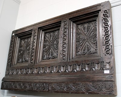 Lot 1173 - A 17th century Oak Panel, dated 1610, carved...