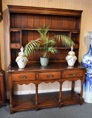 Lot 1332 - An 18th Century Style Oak Dresser and Rack, of...