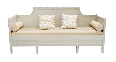 Lot 387 - ~ A Late 19th Century Cream Painted Day Bed,...