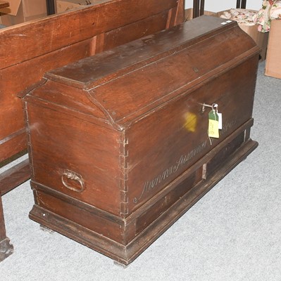 Lot 1404 - A 19th Century German Oak Marriage Chest,...