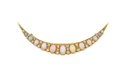 Lot 2143 - A Victorian Opal and Diamond Crescent Brooch...