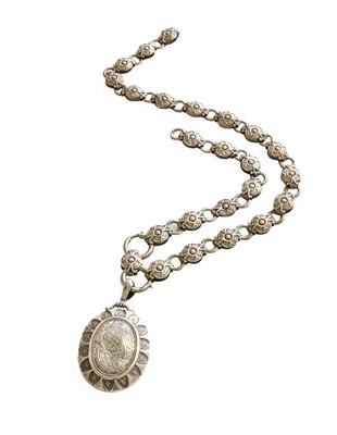 Lot 442 - A Victorian Silver Locket and Necklace, the...