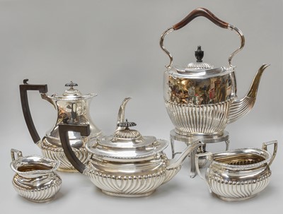 Lot 4 - A Four-Piece Edward VII Silver Tea and...