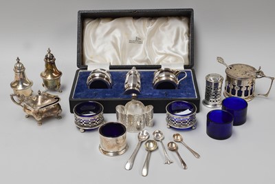 Lot 30 - A Collection of Assorted Silver Condiment...