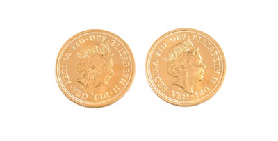 Lot 384 - 2x Elizabeth II, Sovereigns 2016; both...