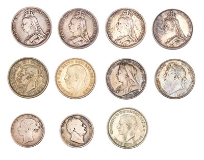 Lot 43 - Assorted British Crowns and Halfcrowns; 11...