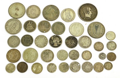 Lot 75 - Mixed World Silver Coinage; 37 coins in total,...