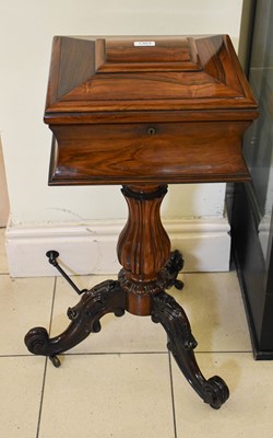 Lot 1442A - A Victorian Rosewood Pedestal Teapoy, 80cm high