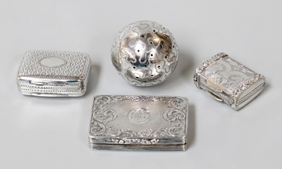Lot 93 - Three George III and Later Silver Vinaigrettes,...