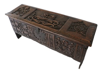 Lot 261 - An Oak Marriage Chest, of six-plank...