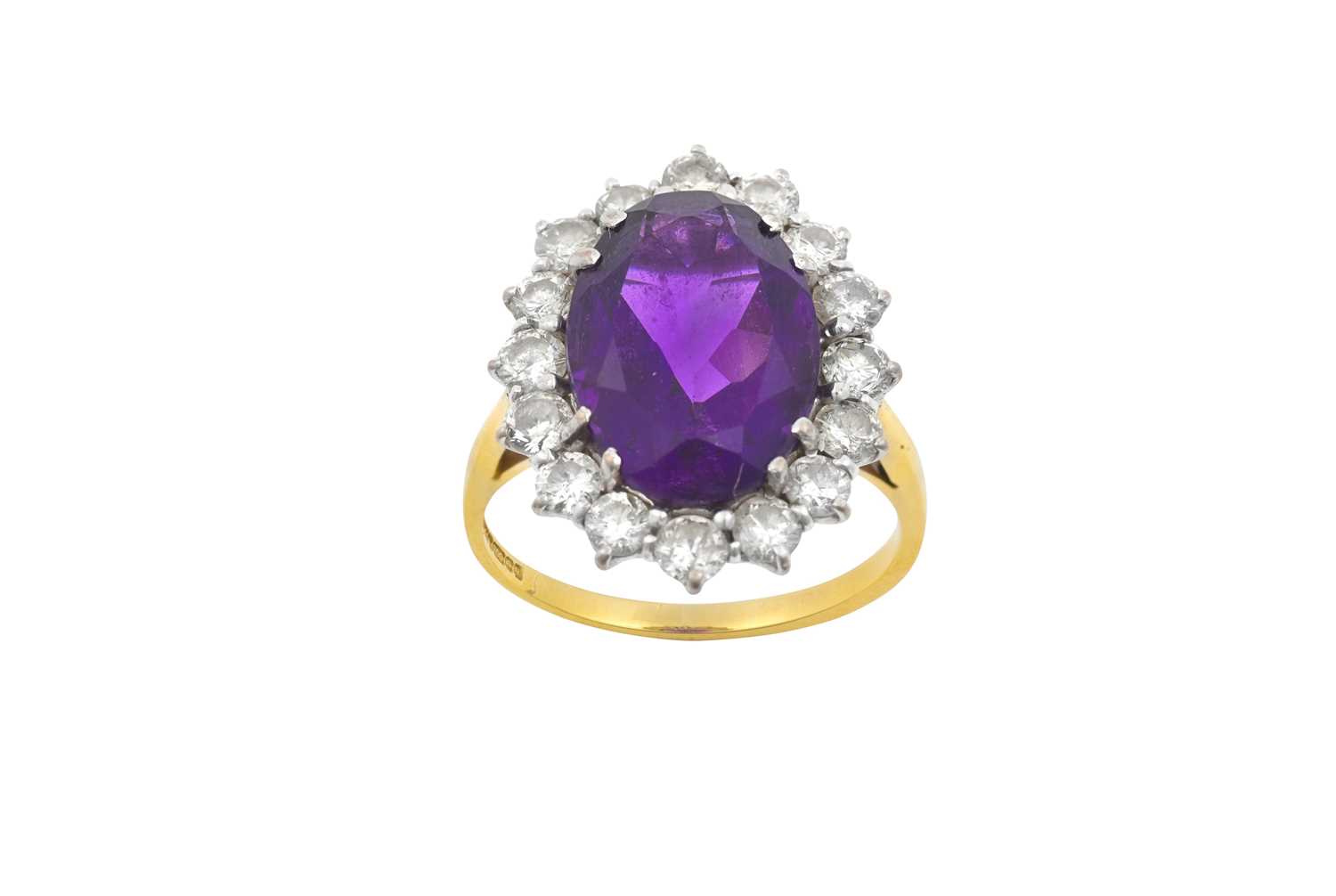 Lot 2048 - An 18 Carat Gold Amethyst and Diamond Cluster...
