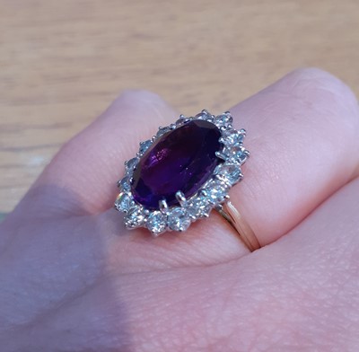 Lot 2048 - An 18 Carat Gold Amethyst and Diamond Cluster...