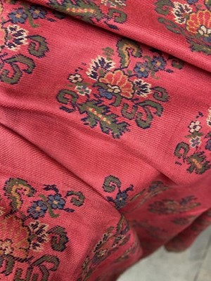Lot 2122 - Late 19th Century Pink Silk Shawl, woven with...