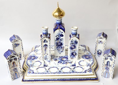 Lot 224 - A Gzhel Russian Porcelain "Blue Fairytale"...