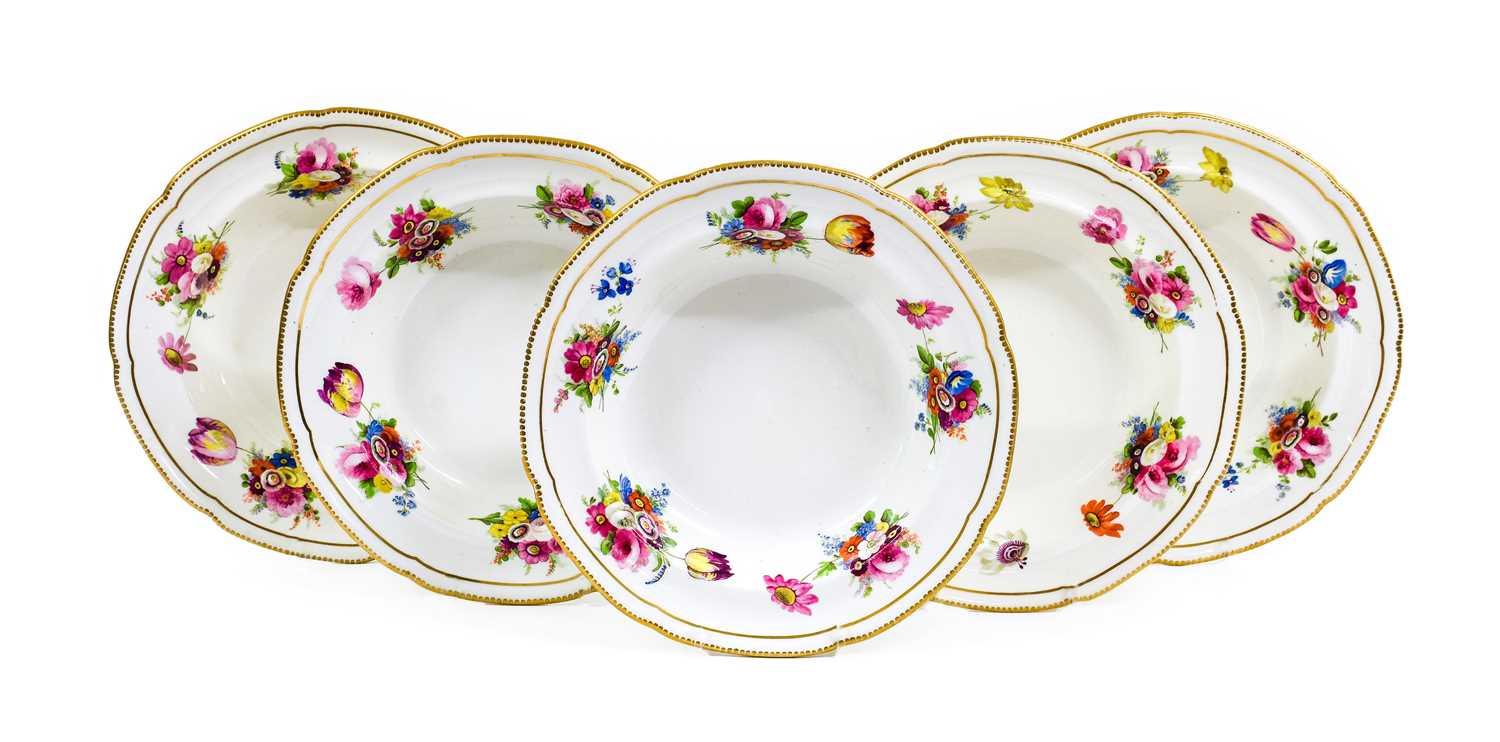 Lot 88 - A Set of Five Swansea Porcelain Soup Plates,...