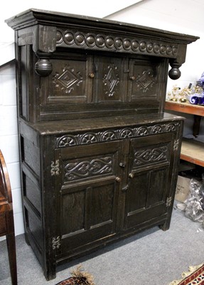 Lot 1169 - A 17th century Style Oak Court Cupboard, 127cm...