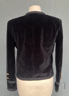 Lot 1025 - Saint Laurent Black Velvet Jacket Trouser Suit,...