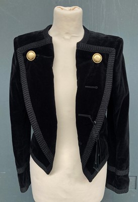 Lot 1025 - Saint Laurent Black Velvet Jacket Trouser Suit,...