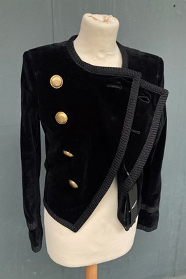 Lot 1025 - Saint Laurent Black Velvet Jacket Trouser Suit,...