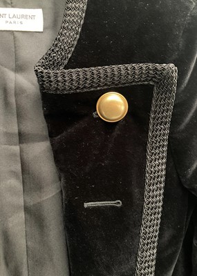 Lot 1025 - Saint Laurent Black Velvet Jacket Trouser Suit,...