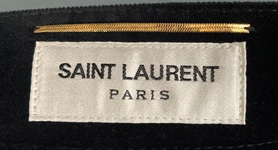 Lot 1025 - Saint Laurent Black Velvet Jacket Trouser Suit,...
