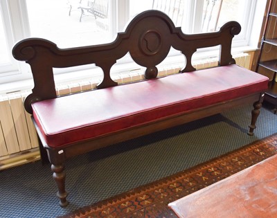 Lot 1336 - A Victorian Oak Hall Bench, with moulded...