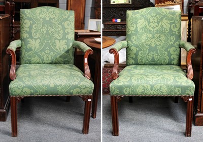 Lot 1283 - A Pair of George III Style Open Armchairs