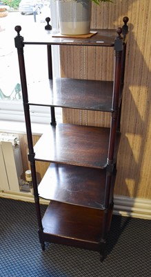 Lot 1335 - ~ A Victorian Mahogany Four Tier Whatnot, on...