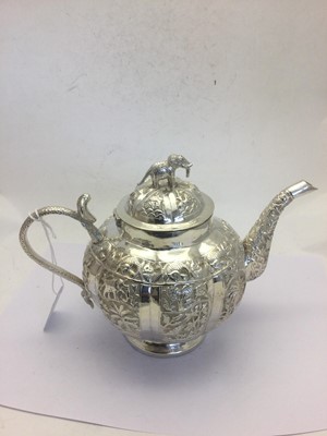 Lot 2050 - A Four-Piece Indian Silver Tea-Service