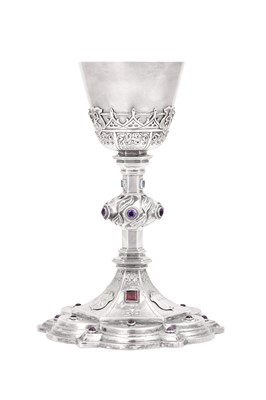 Lot 2081 - An American Silver-Gilt and 'Gem'-Set Chalice