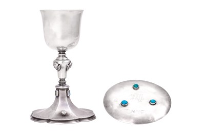 Lot 2079 - A George V Silver and Gem-Set Chalice and Paten