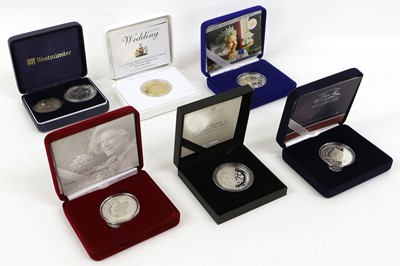 Lot 400 - Assorted Royal Mint Silver Proof Crowns; 7...