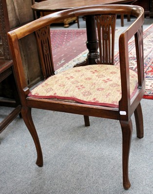 Lot 1158 - An Edwardian Mahogany Salon Arm Chair, with...