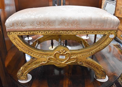 Lot 1184 - A 19th Century Style Gilt Wood X-form Stool,...