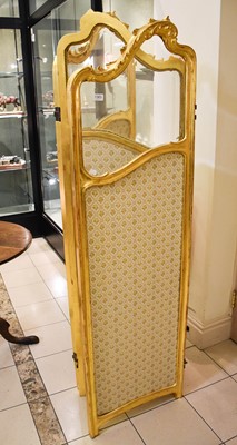 Lot 1363 - A French Gilt Three Fold Dressing Screen, with...