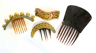 Lot 2123 - 19th Century Hair Combs and Clips comprising a...