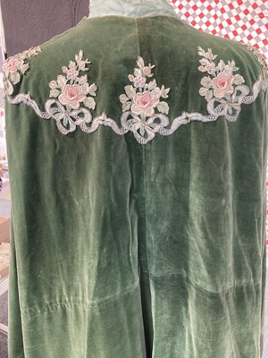 Lot 2125 - Late 19th Century Green Velvet Cape, with silk...