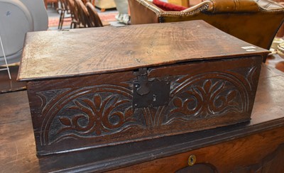 Lot 1136 - An Oak Bible Box, 17th century, with original...