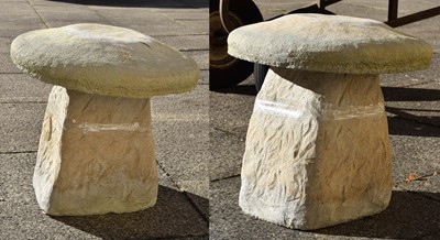 Lot 1377 - A Pair of Reproduction Staddle Stones, 45cm...