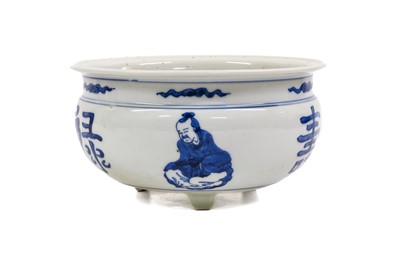 Lot 130 - A Chinese Porcelain Censer, in Kangxi style,...