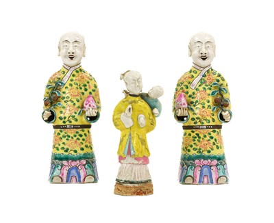 Lot 128 - ~ A Pair of Chinese Porcelain Figures of...