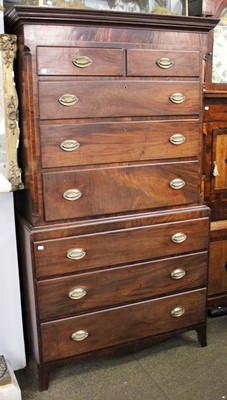 Lot 1367 - A George III Inlaid Mahogany Chest on Chest,...