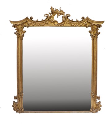 Lot 340 - A Victorian Gilt and Gesso Overmantel Mirror,...