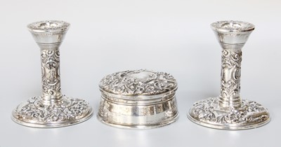 Lot 6 - A Pair of Elizabeth II Silver Candlesticks and...