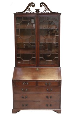 Lot 301 - A George III Mahogany Bureau Bookcase, late...